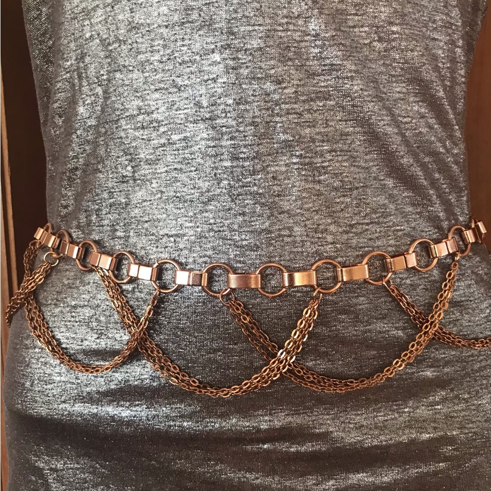 Tuleste Multi Layered Gold-tone Chain Belt OS New old stock Necklace